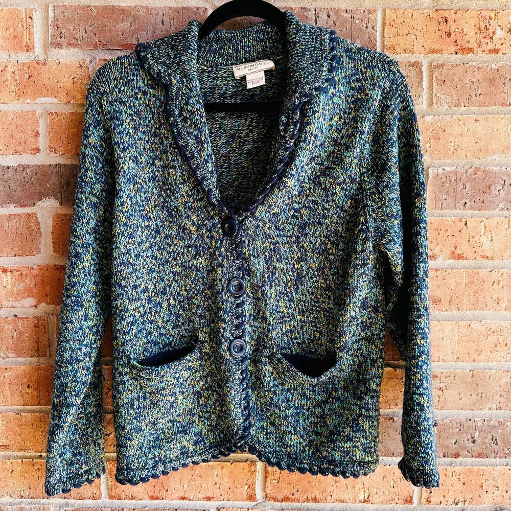 Allison Daley Petite Multi-Colored Patterned Collar Long Sleeve Jacket